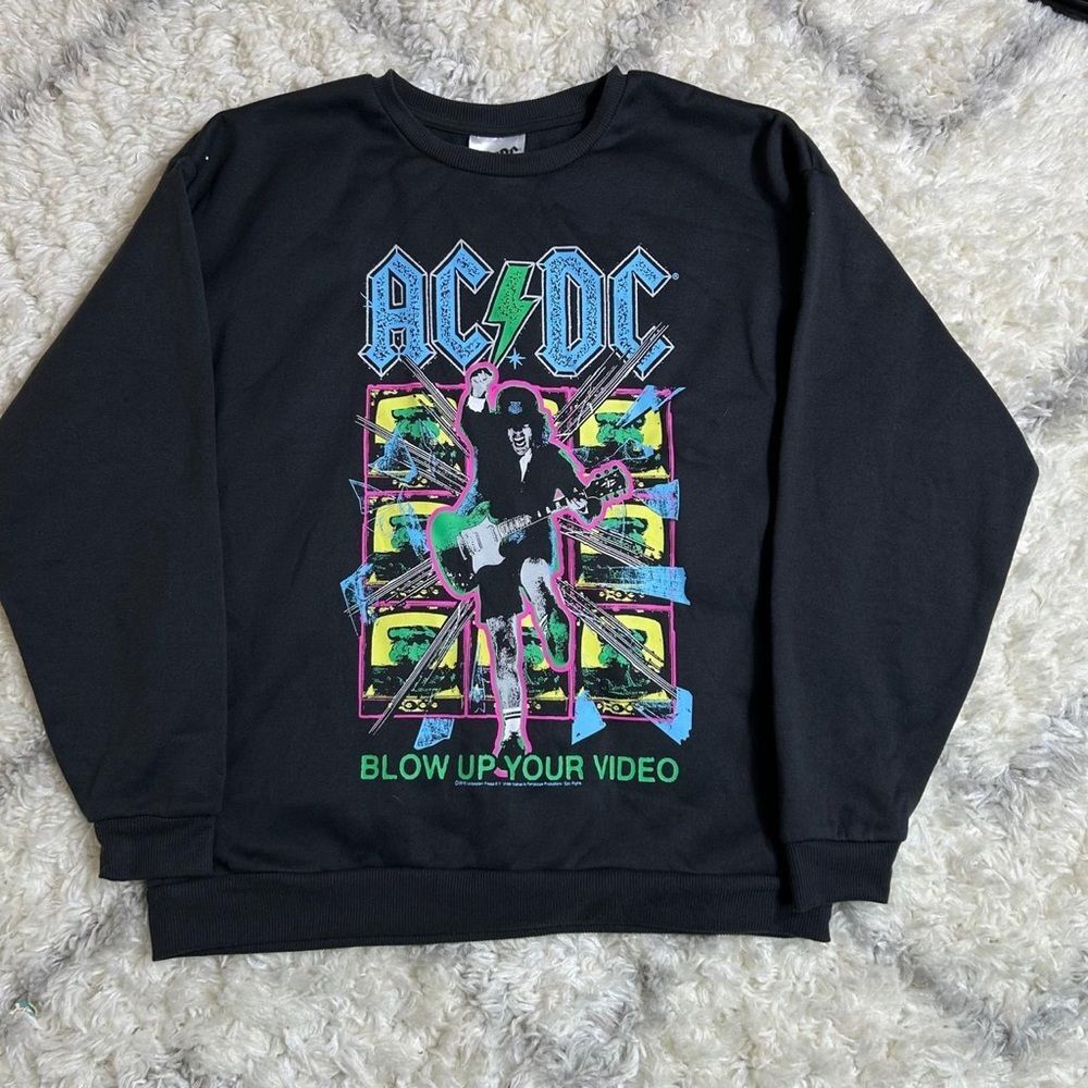 AC/DC Black Sweater with Neon Graphics